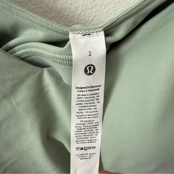NWT Lululemon Align Cropped Cami Tank Palm Court Size 2 - Picture 4 of 7